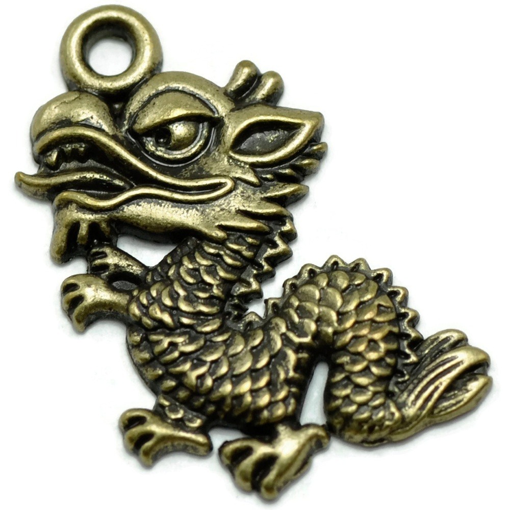 8pcs Dragon Charms, jewelry making supplies,‎ bronzetone metal